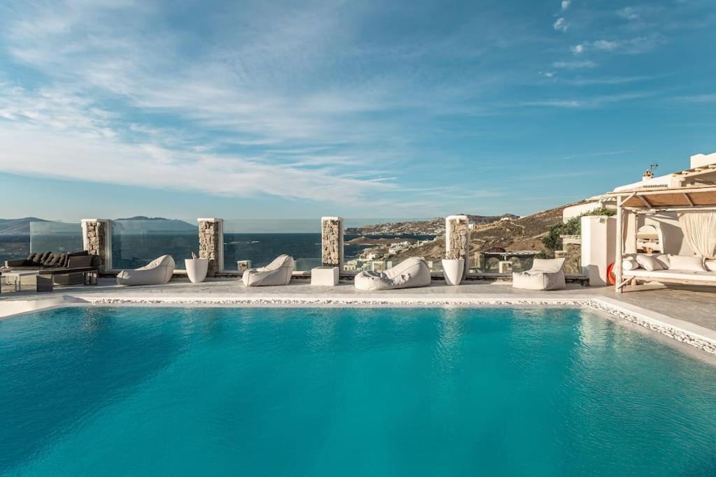 Mykonos Sea View Luxury Villa By Calypso Sunset Villas Mykonos Town Exterior photo